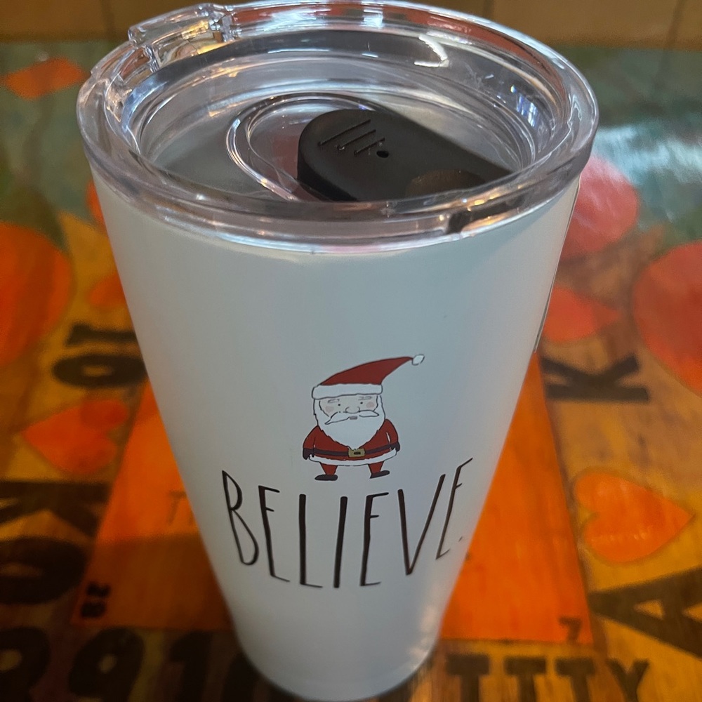 Rae Dunn Holiday Tumbler White/Ivory Believe Santa Stainless Insulted NEW